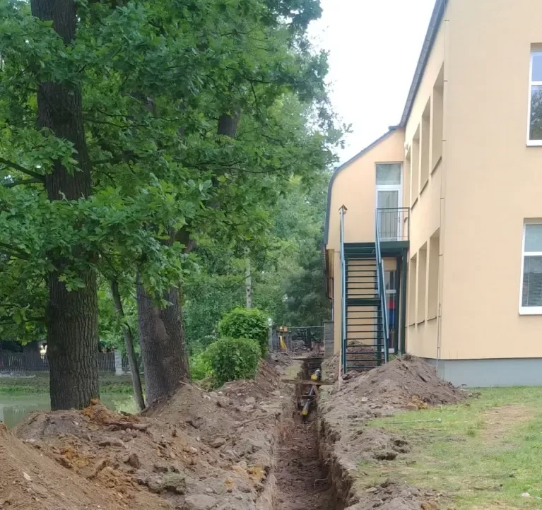 Výstavba potrubí v Plané nad Lužnicí